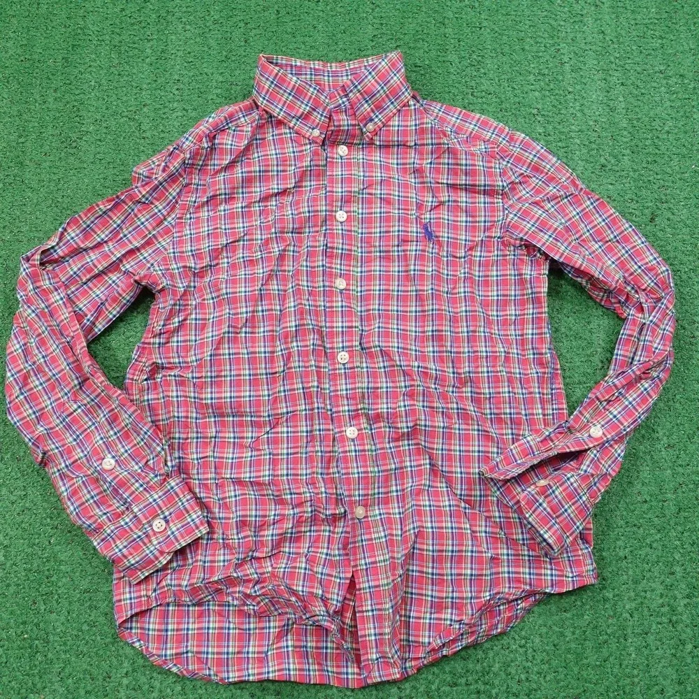 Polo Ralph Lauren Shirt Boys Medium 10-12 Red Plaid Button Down Long Sleeve Pony